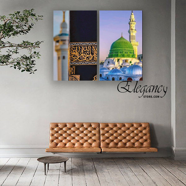 2 Pcs Wall Hanging Masjid e Nabvi - Kaaba Ws-0027