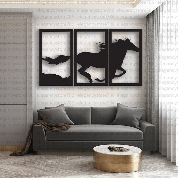 ELEGANT 3 PC WOOD HORSE (Joint AI-001)