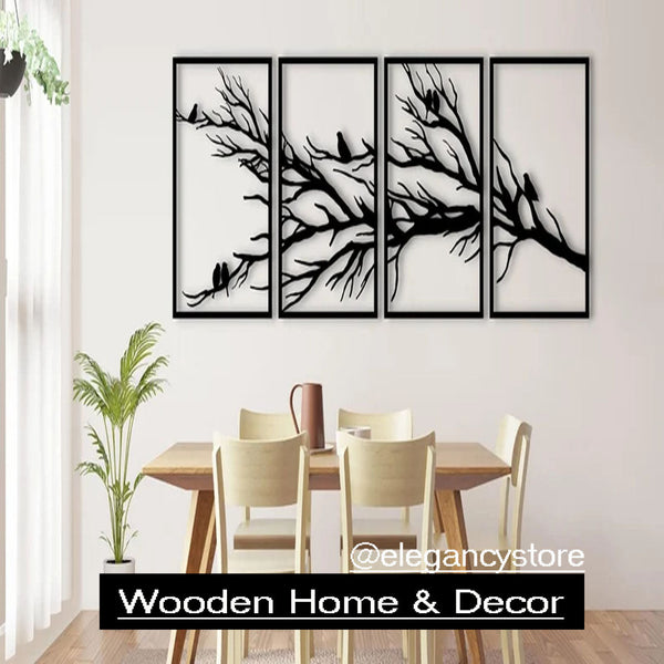 Tree of Life 4 Panels Wooden Wall Art