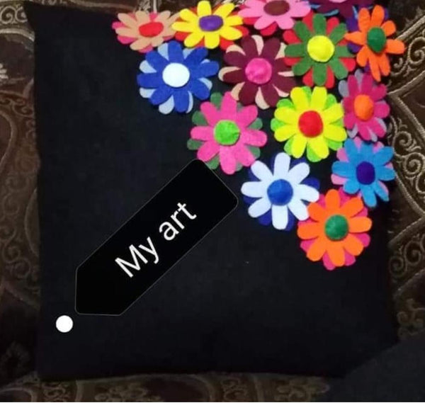 Hand Made Cushion With Felt Work