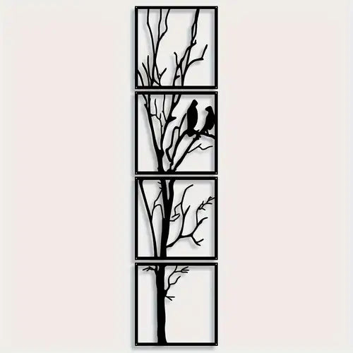 4 Pcs Box Style Birds Tree Wall Art